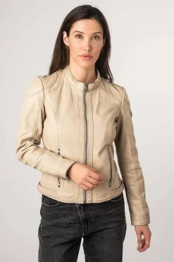 Cazadora de Cuero Mujer Mauritius Adila 1101 0672 Off White