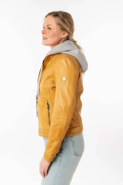 Cazadora de Cuero Mujer Mauritius aleni 1101 0779 dark yellow