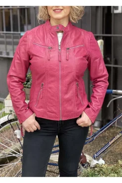 Cazadora de Cuero Mujer Medinapiel Solly Fuxia