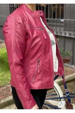 Cazadora de Cuero Mujer Medinapiel Solly Fuxia