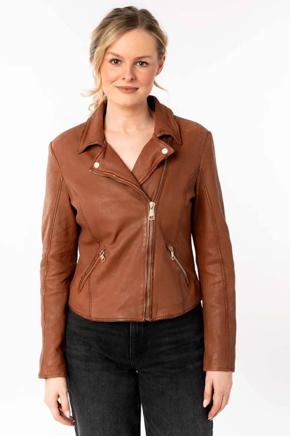 Cazadora de Cuero Mujer mauritius inessa whiskey