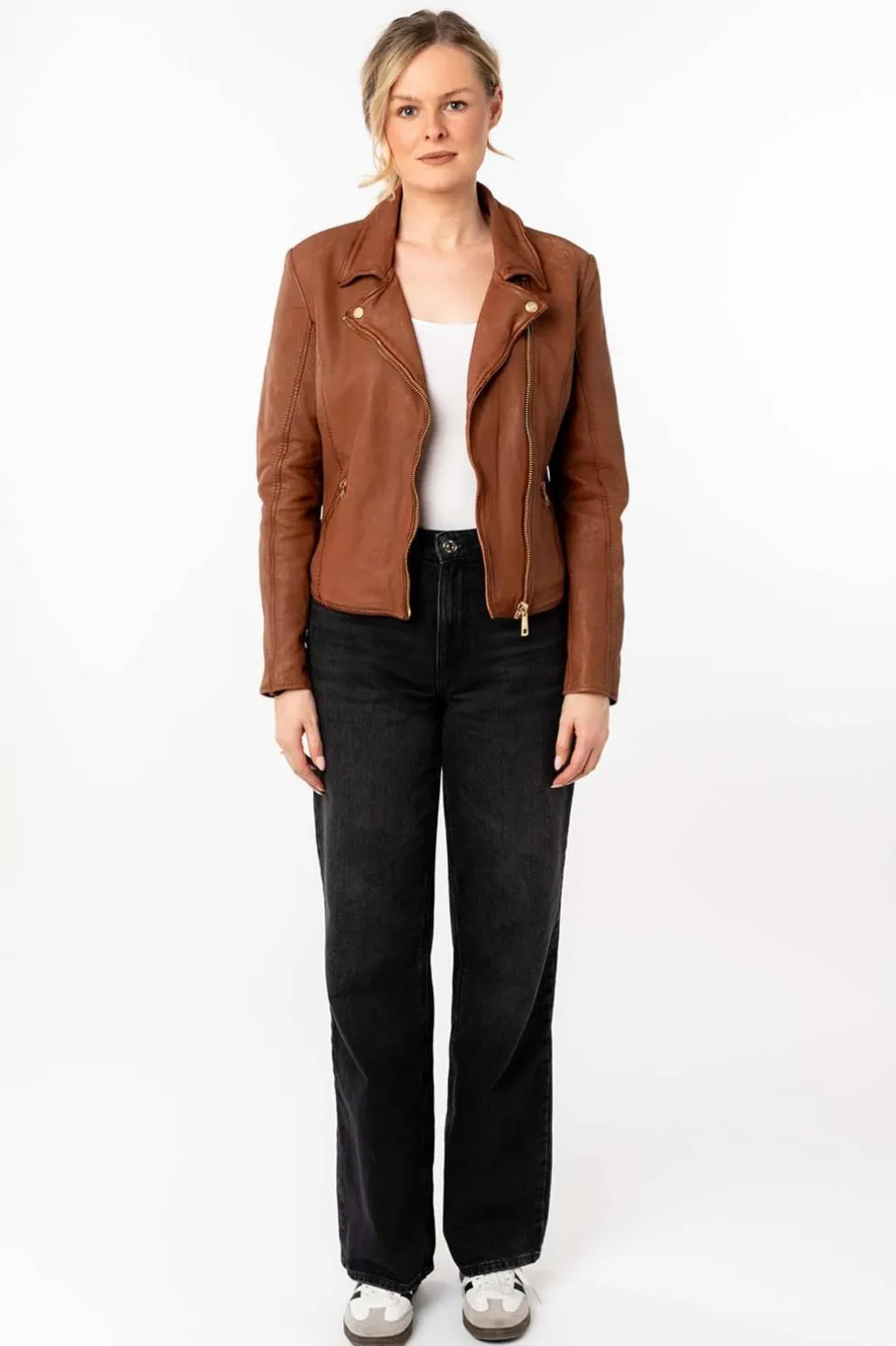 Cazadora de Cuero Mujer mauritius inessa whiskey