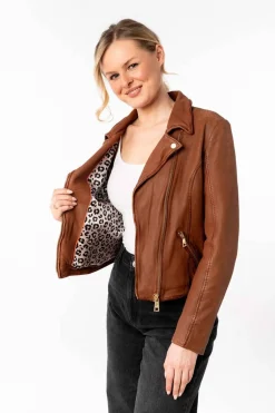 Cazadora de Cuero Mujer mauritius inessa whiskey