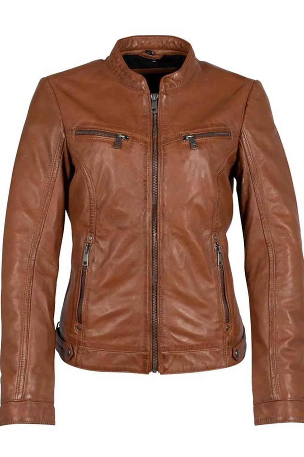 Cazadora de Cuero Mujer Mauritius Janka 1801 0009 Cognac