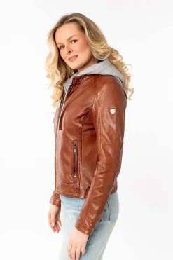 Cazadora de Cuero Mujer Mauritius aleni 1101 0779 whiskey