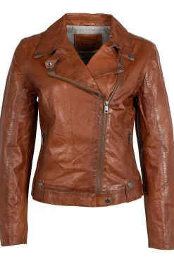 Cazadora de Cuero Mujer Mauritius Fayola 1101 0681 Cognac