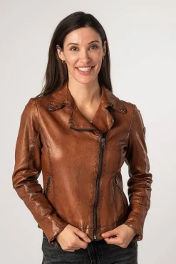 Cazadora de Cuero Mujer Mauritius Fayola 1101 0681 Cognac