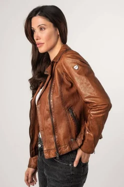 Cazadora de Cuero Mujer Mauritius Fayola 1101 0681 Cognac