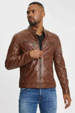 Cazadora de Piel Hombre Gipsy GBDerry 1901 0003 Bio Cognac