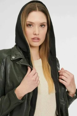 Cazadora Gipsy Mujer YVIE Dark Olive Regular Fit Nappa Lamb