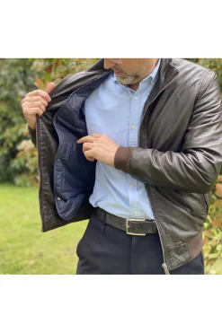 cazadora Hombre Cuero MDP piero brown savana