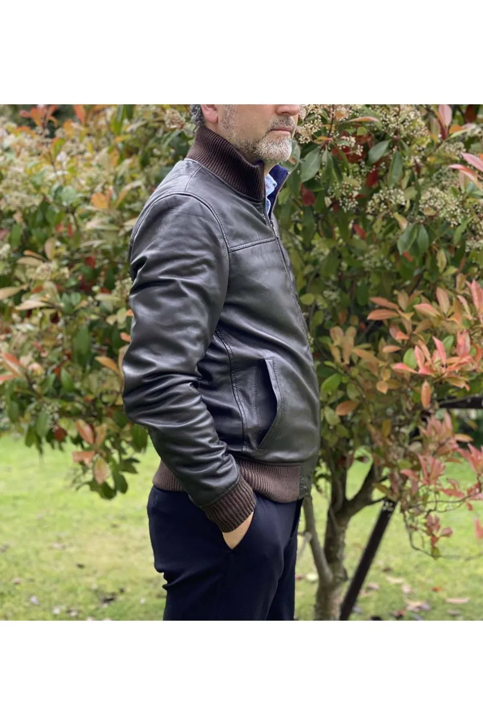 cazadora Hombre Cuero MDP baco brown reversible cortona