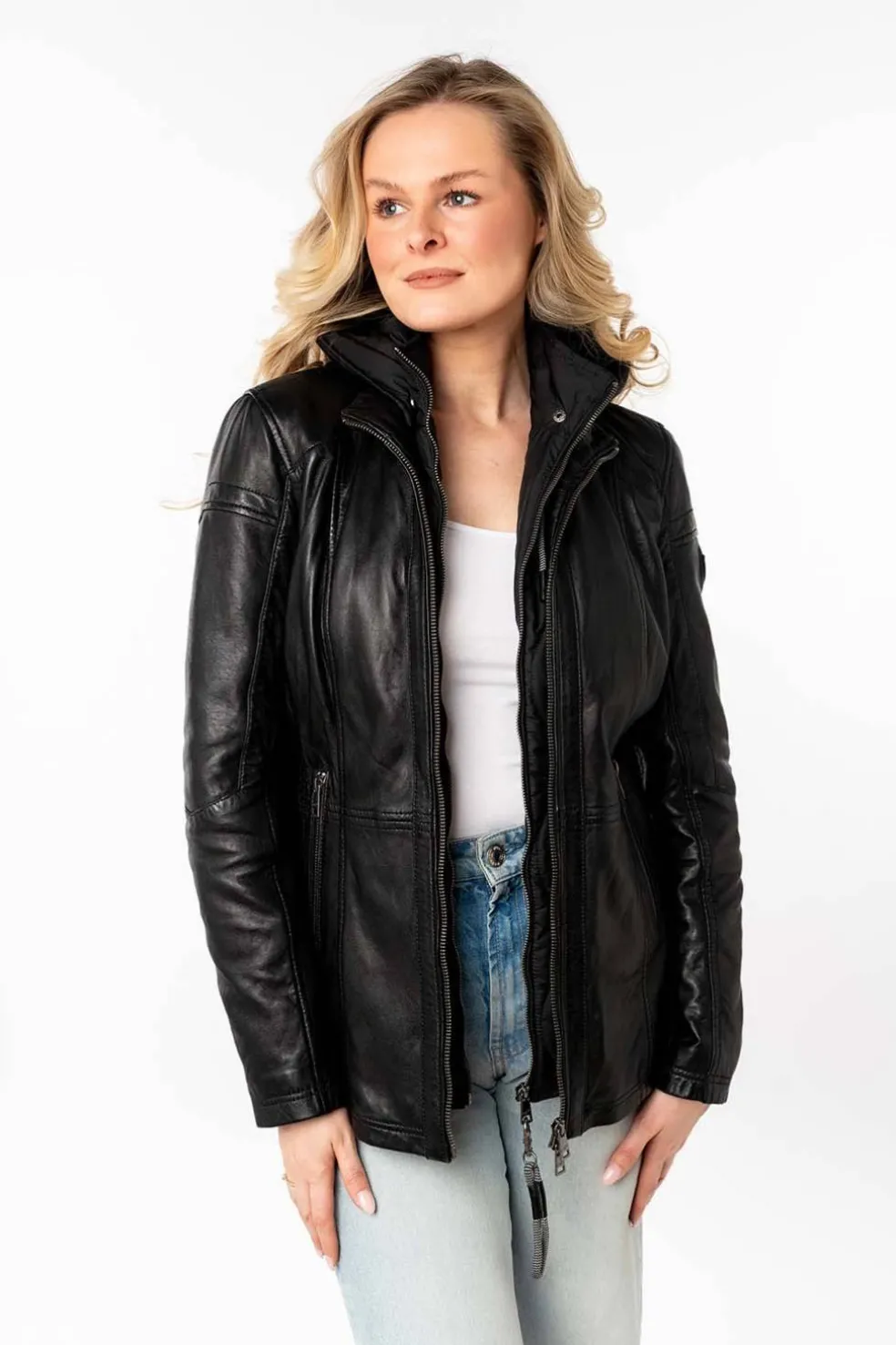 chaqueta de Cuero Mujer mauritius taja black
