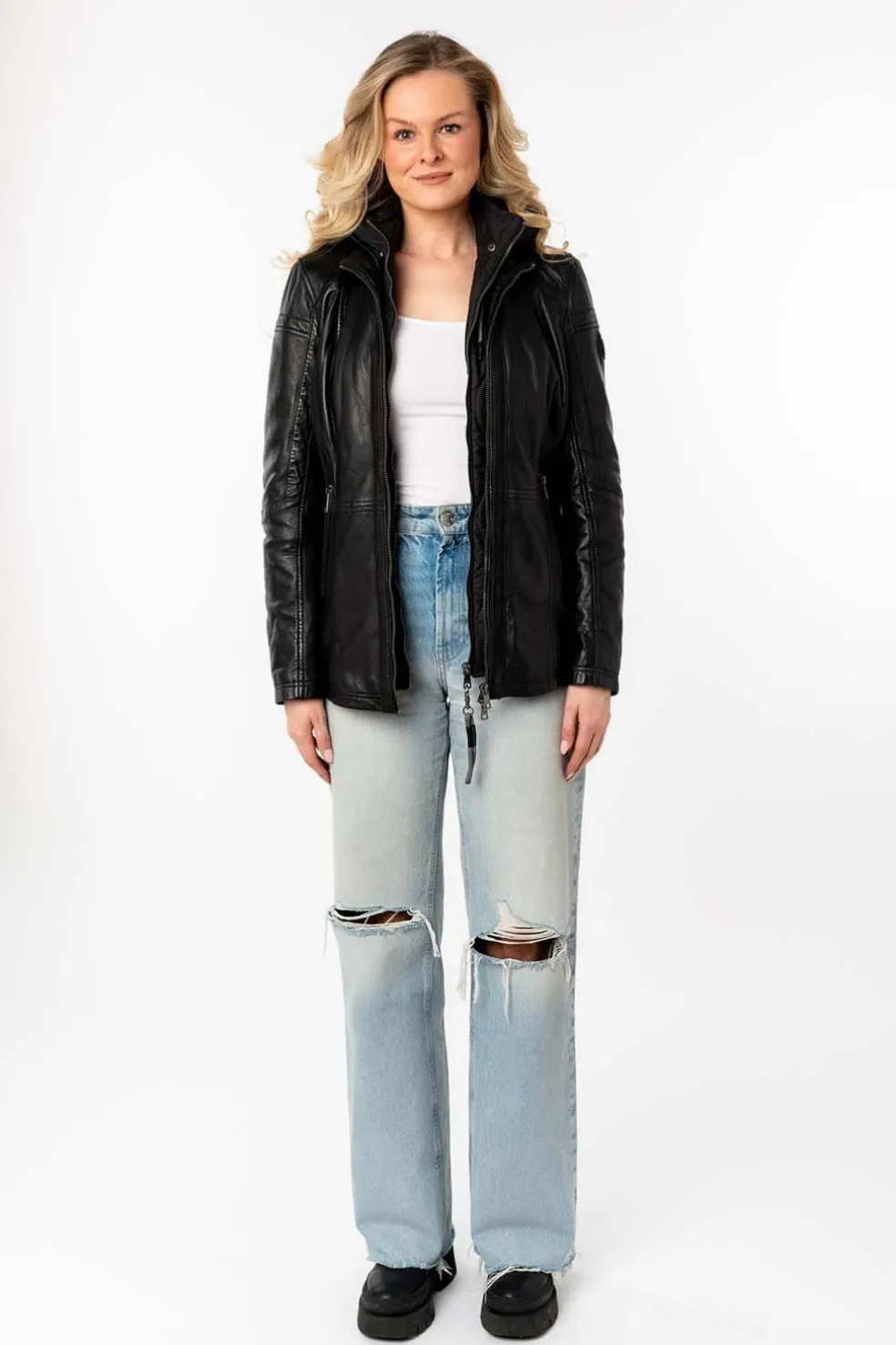 chaqueta de Cuero Mujer mauritius taja black