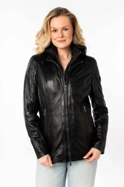 chaqueta de Cuero Mujer mauritius taja black