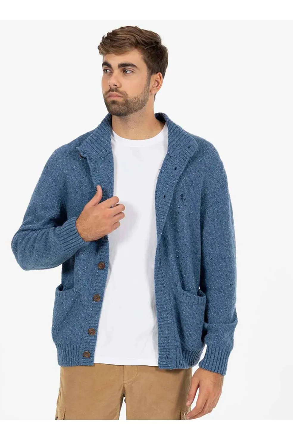 Cárdigan Hombre El Pulpo Jaspeado Bolsillos 11040825563707 Azul Royal