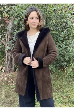 Medinapiel Abrigo piel vuelta con capucha 19009 testa