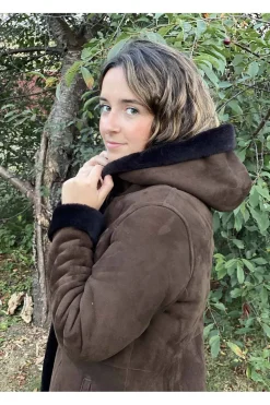 Medinapiel Abrigo piel vuelta con capucha 19009 testa