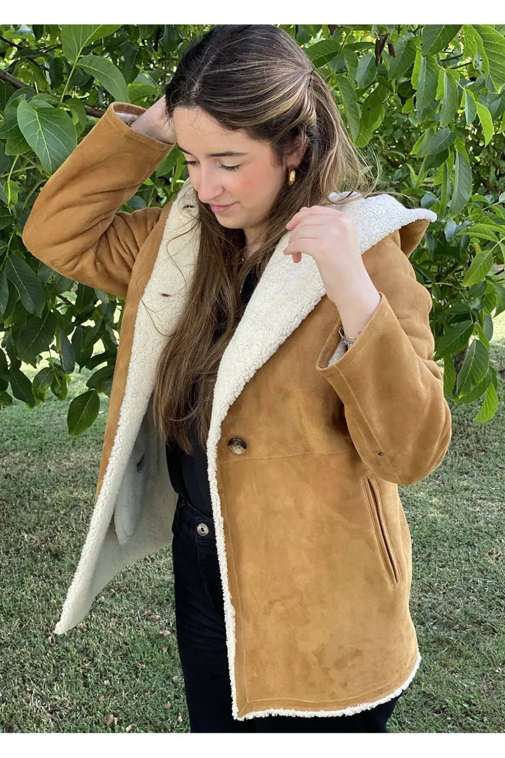 Medinapiel Abrigo Piel Vuelta con capucha 23001 Marlboro werter rizado