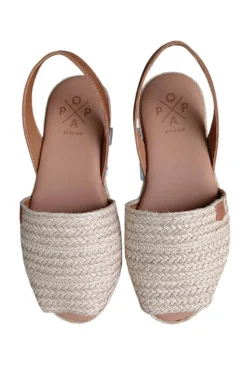 menorquina Mujer Popa plana falesia chiara cuero yute