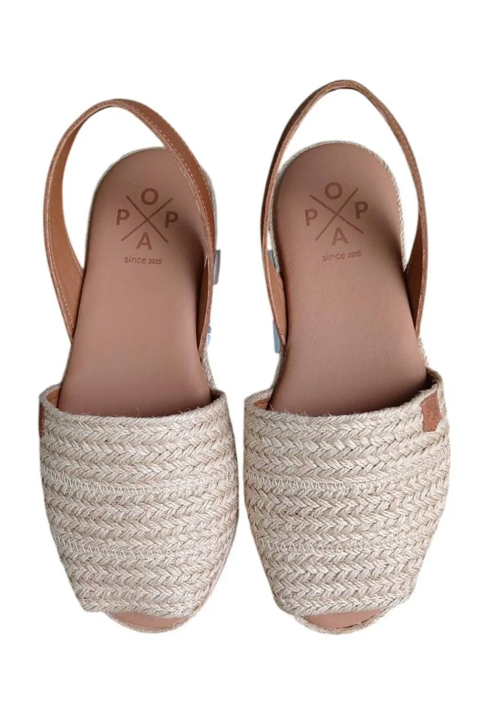 menorquina Mujer Popa plana falesia chiara cuero yute