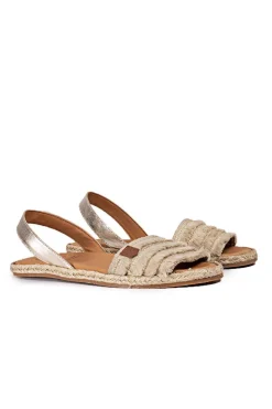 menorquina plana Popa mendoza yute flecos beig