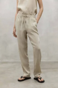 Pantalón de Lino Mujer Ecoalf Indo 008 Whitesand