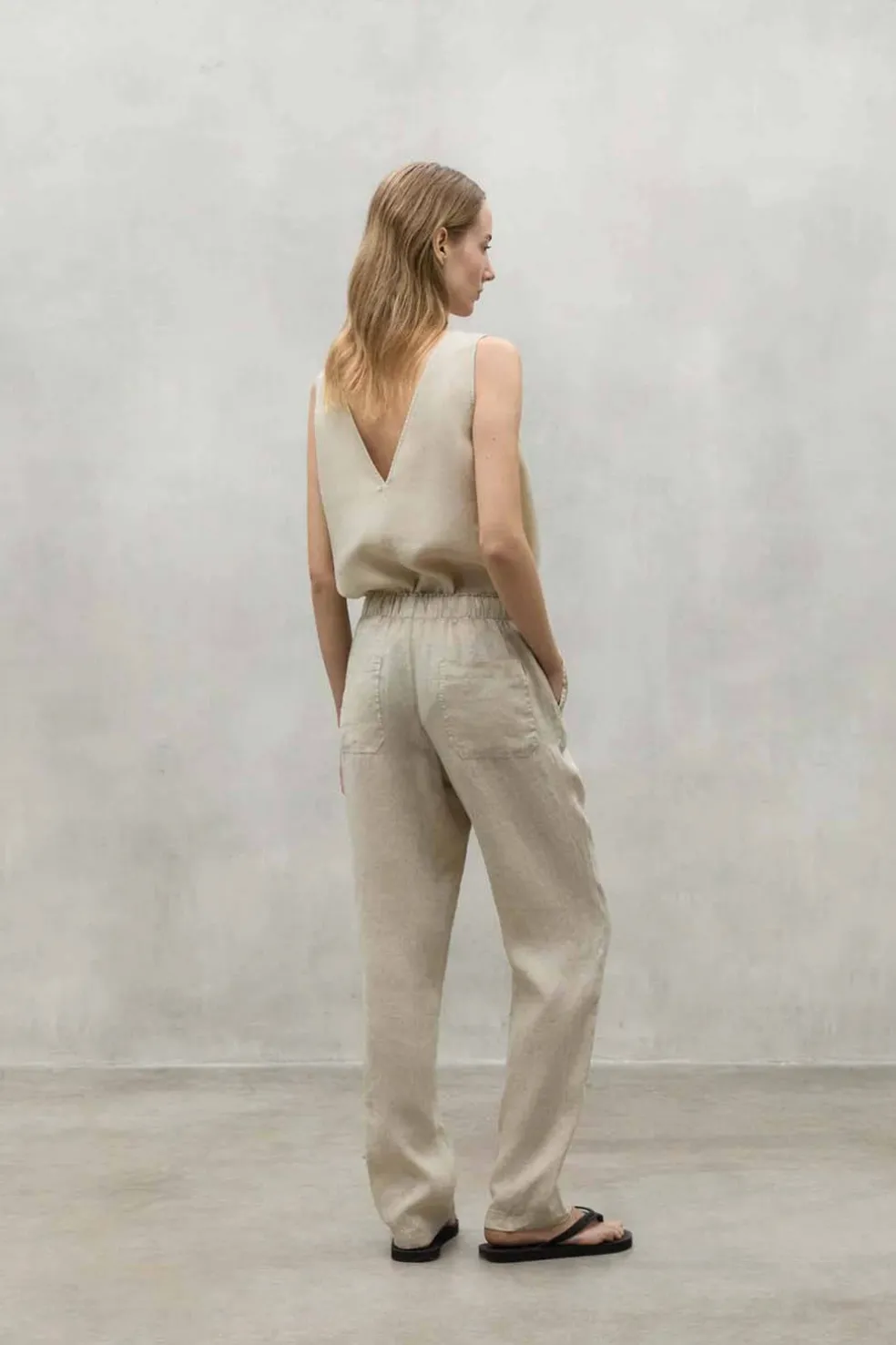 Pantalón de Lino Mujer Ecoalf Indo 008 Whitesand