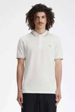 polo hombre Fred Perry m3600 u83 blanco nieve avena gris piedra