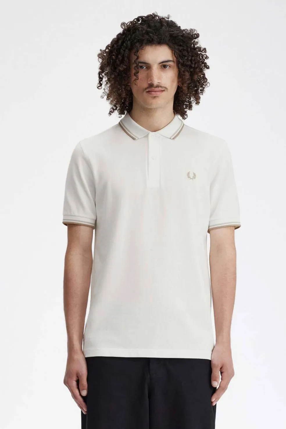 polo hombre Fred Perry m3600 u83 blanco nieve avena gris piedra