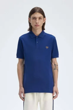 polo hombre Fred Perry m6000 y47 cobalto sombreado panal de abeja