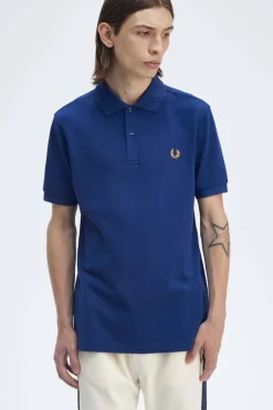 polo hombre Fred Perry m6000 y47 cobalto sombreado panal de abeja