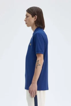 polo hombre Fred Perry m6000 y47 cobalto sombreado panal de abeja