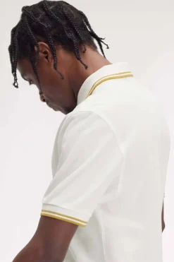 polo hombre Fred Perry m3600 y53 blanco nido de abeja