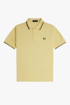 polo hombre Fred Perry m3600 y61 dorado nido de abeja negro