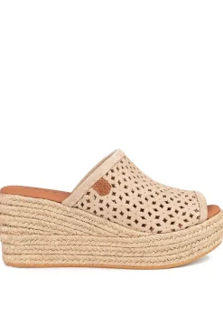 Sandalia cuña baja yute popa arenita picado beige
