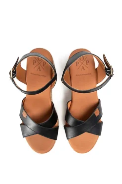 Sandalia Cuña Popa Clifton Piel Negro