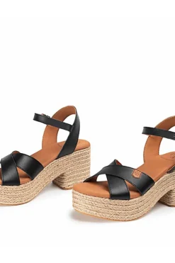 Sandalia Cuña Popa Clifton Piel Negro