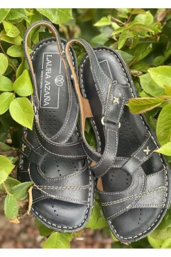 Sandalia laura azaña LA11104 napa cera marino