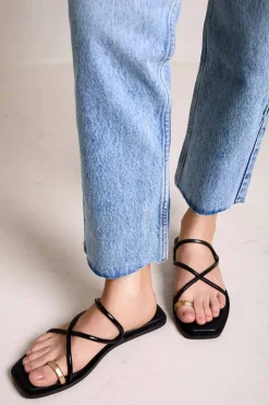 Sandalia Mujer Bryan Katia 7300 Laminado Artemis Piel Negro