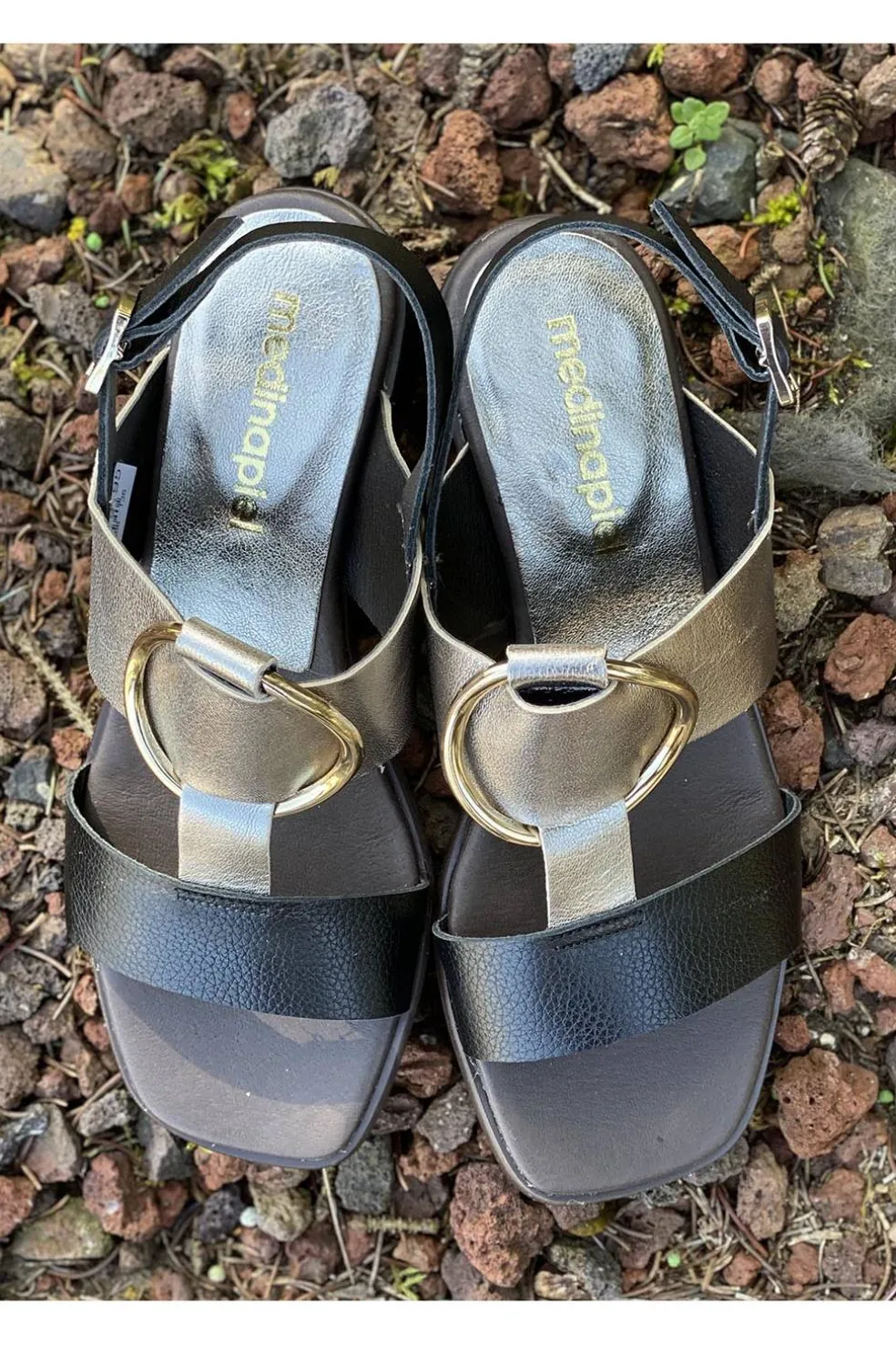 Sandalia Mujer Medinapiel 8571 Negro Metal Acero