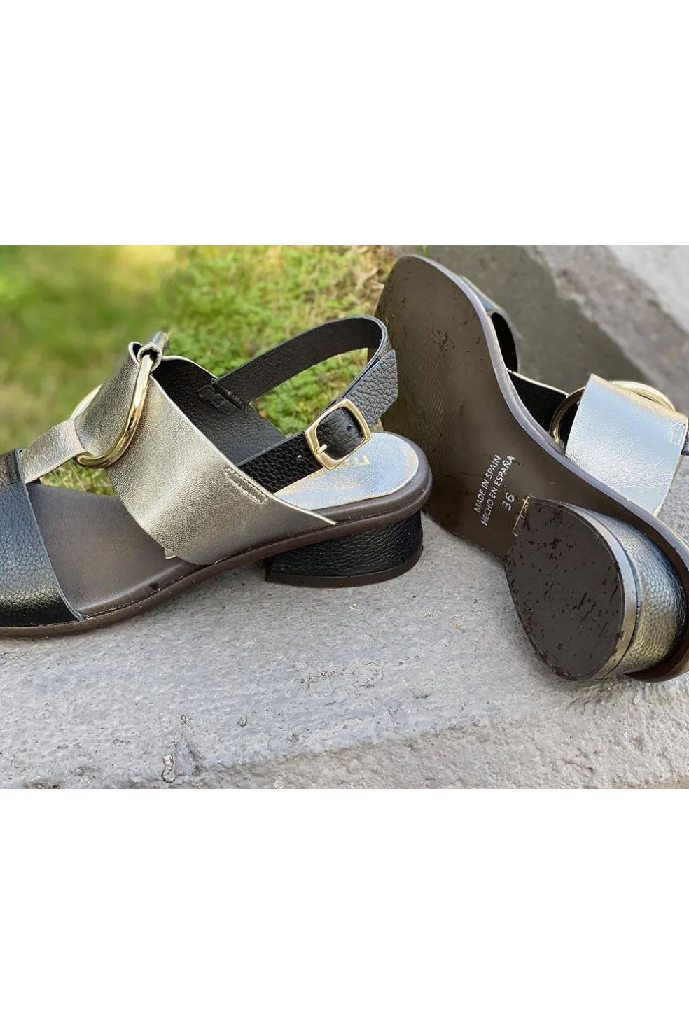 Sandalia Mujer Medinapiel 8571 Negro Metal Acero