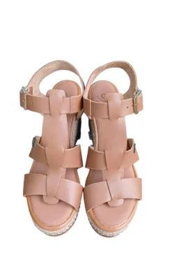 Sandalia Mujer Popa Cuña baja gunga vaqueta cuero