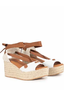 Sandalia Mujer Popa Cuña Valdes Snake Blanco