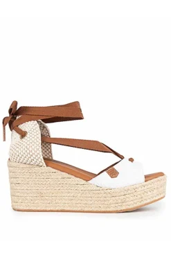 Sandalia Mujer Popa Cuña Valdes Snake Blanco