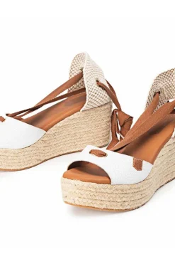 Sandalia Mujer Popa Cuña Valdes Snake Blanco