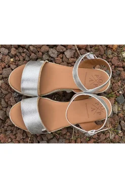 Sandalia Mujer Popa Cuña Zante laminado plata 031