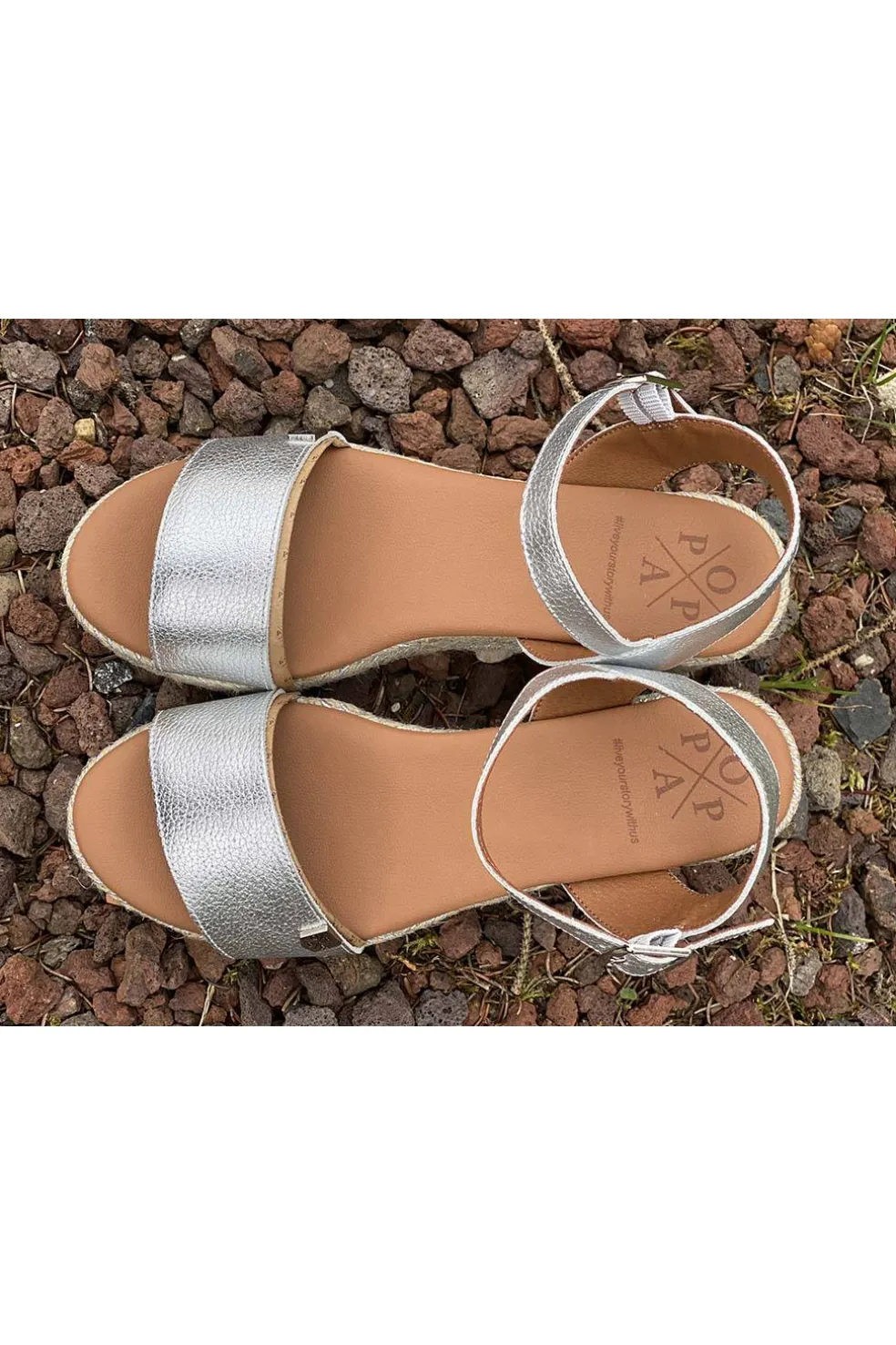 Sandalia Mujer Popa Cuña Zante laminado plata 031
