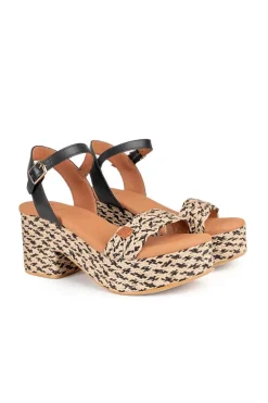 Sandalia tacón Popa Abaka trenzada negro
