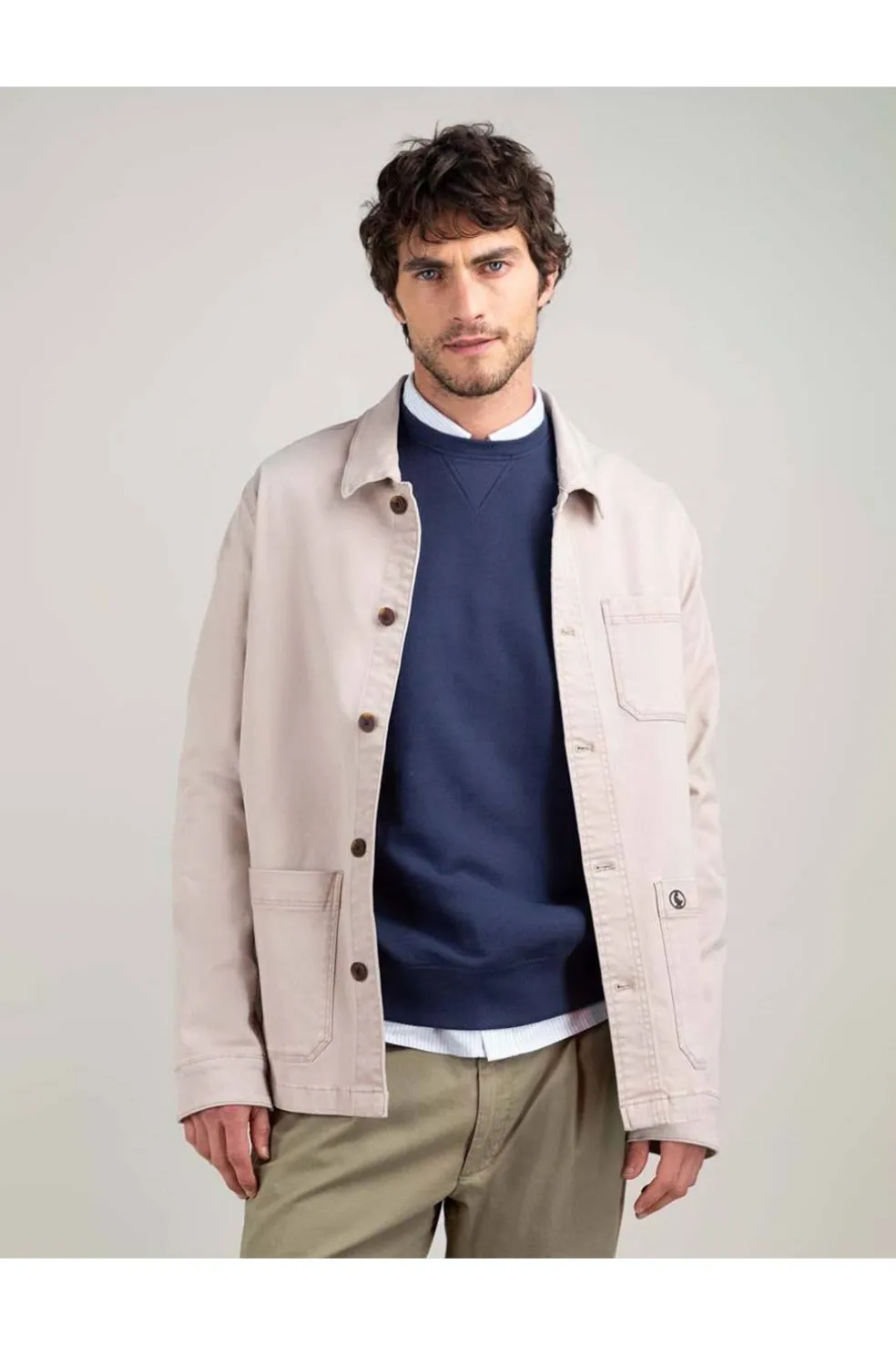 sobrecamisa Hombre El Ganso algodón Garment 1040s250011 Dyed Beige
